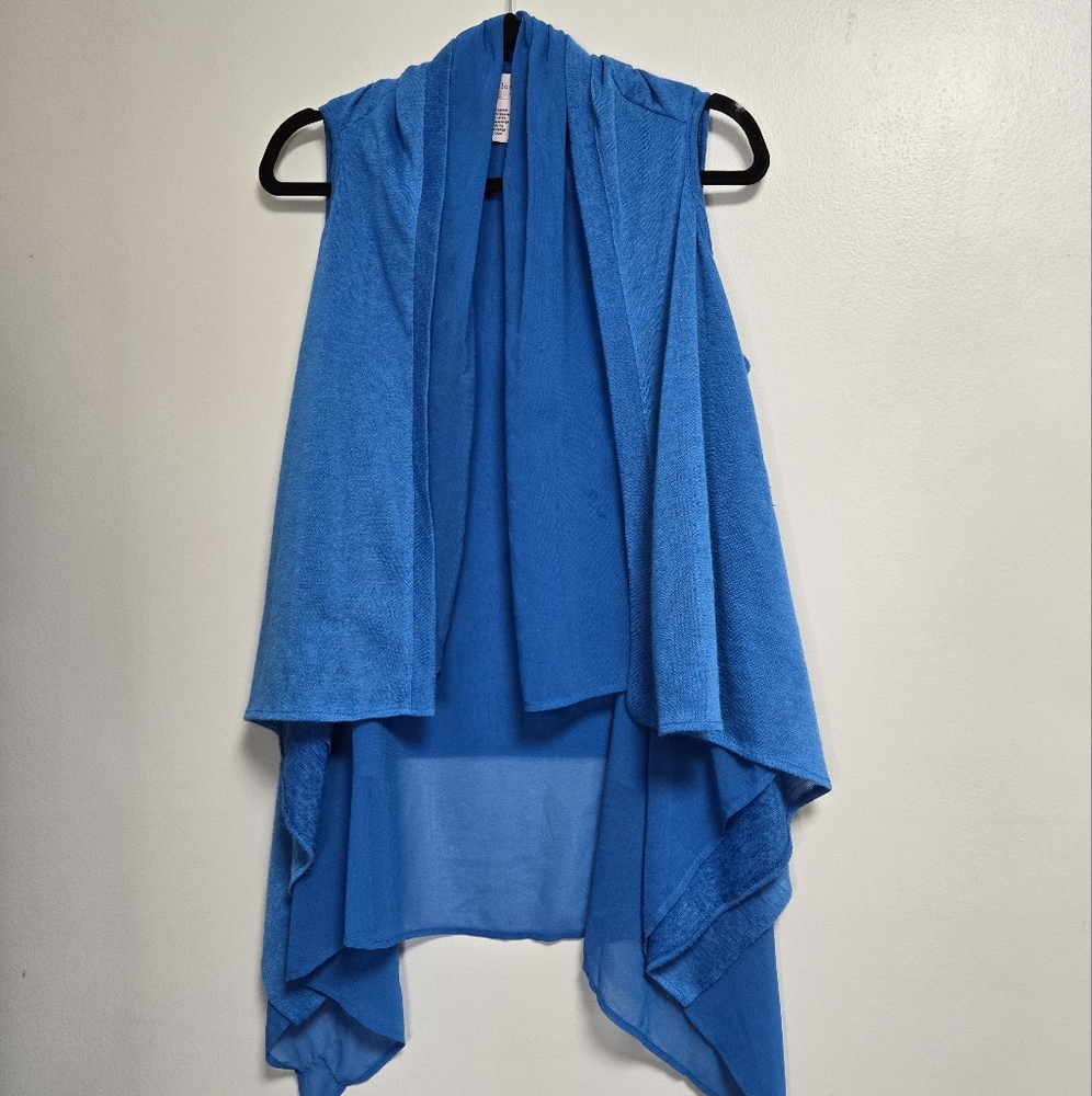 Philosophy Blue High Low Sheer Drape Front Wrap Vest Size Large